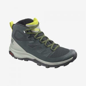 Bottes de Marche Salomon Outline Mid Gore-Tex Homme Vert | 63102-JSTA