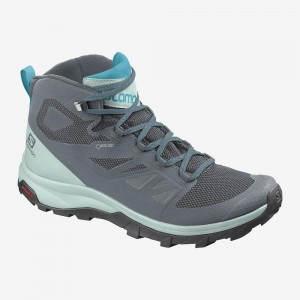 Bottes de Marche Salomon Outline Mid Gore-Tex Femme Gray | 34507-BUIN