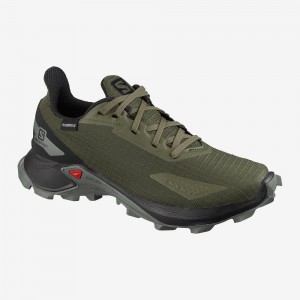 Chaussure Trail Running Salomon Alphacross Blast Climasalomon Imperméables Enfant Vert | 25307-OGKP