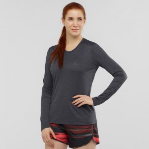 Chemise À Manches Longues Salomon Agile Femme Noir | 08537-XWJR