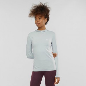 Chemise À Manches Longues Salomon Essential Seamless Encapuchonné Femme Gray | 92734-NYHW