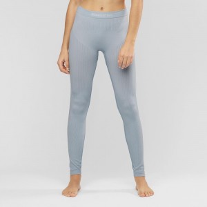 Collant Salomon Primo Warm Tight Seamless W Femme Bleu | 87201-YETF