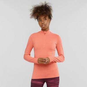 Pulls De Golf Salomon Essential Seamless Femme Orange | 43107-VDAK