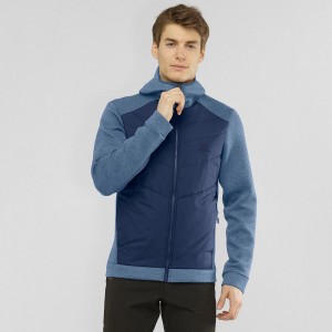 Sweat a Capuche Salomon Essential Xwarm Hybride Homme Bleu Marine | 28309-SHTB