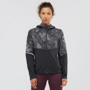 Veste De Course Salomon Agile Vent Femme Noir | 76193-GETD