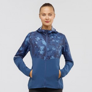 Veste De Course Salomon Agile Vent Femme Bleu Marine | 37412-HAEN