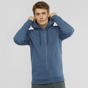 Veste De Course Salomon Shift Full Zip Hoodie M Homme Bleu Marine | 93056-YQJL