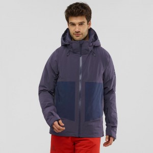 Vestes De Ski Salomon Epic Jacket M Homme Bleu Marine | 89230-FTNI