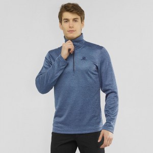 Vestes De Ski Salomon Essential Lightwarm Seamless Homme Bleu Marine | 46571-RIFO