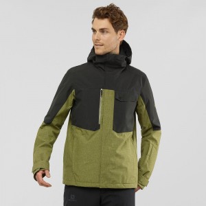 Vestes De Ski Salomon Powderstash Jacket M Homme Vert | 23987-KDOJ