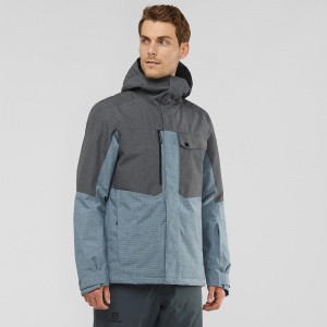 Vestes De Ski Salomon Powderstash Jacket M Homme Bleu | 34056-DUKS