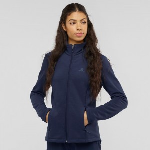 Vestes De Ski Salomon Radiant Full Zip Couche Intermédiaire W Femme Bleu Marine | 71362-NUPF