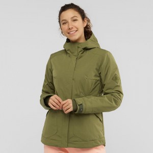 Vestes De Ski Salomon Snow Rebel Femme Vert | 89075-OGUJ