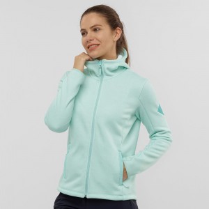 Vestes De Ski Salomon Snowshelter Fleece Hoodie W Femme Vert | 09146-BIYQ