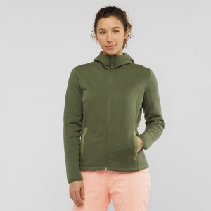 Vestes De Ski Salomon Snowshelter Fleece Hoodie W Femme Vert | 56302-ZVEL