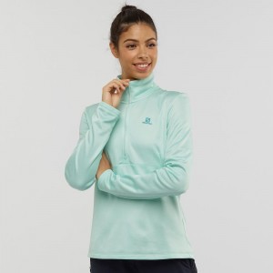 Vestes De Ski Salomon Transition Half Zip W Femme Vert | 72865-HWCT