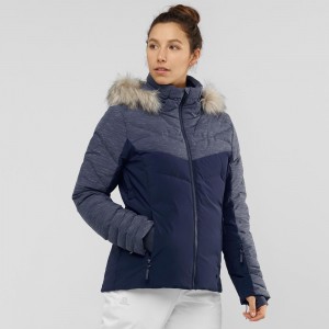 Vestes De Ski Salomon Warm Ambition Jacket W Femme Bleu Marine | 19236-JPWY