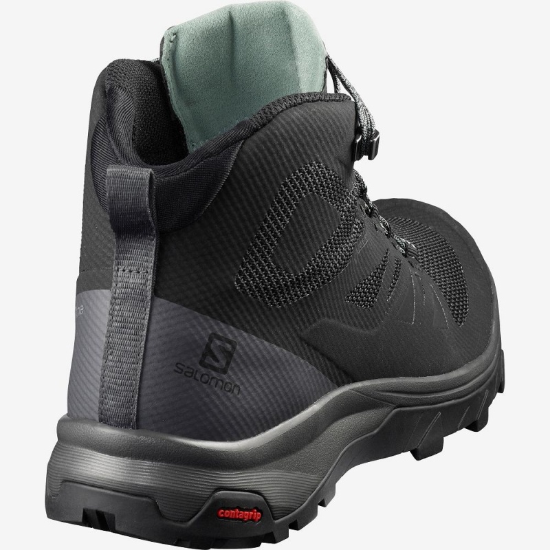 Bottes de Marche Salomon Outline Mid Gore-Tex Femme Noir | 54276-CSHQ