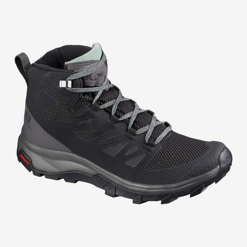 Bottes de Marche Salomon Outline Mid Gore-Tex Femme Noir | 54276-CSHQ