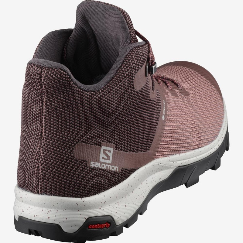 Bottes de Marche Salomon Outline Prism Mid Gore-Tex Femme Rose | 52960-YDHP