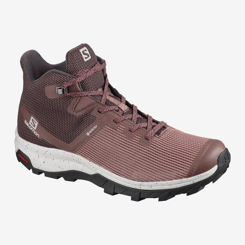 Bottes de Marche Salomon Outline Prism Mid Gore-Tex Femme Rose | 52960-YDHP