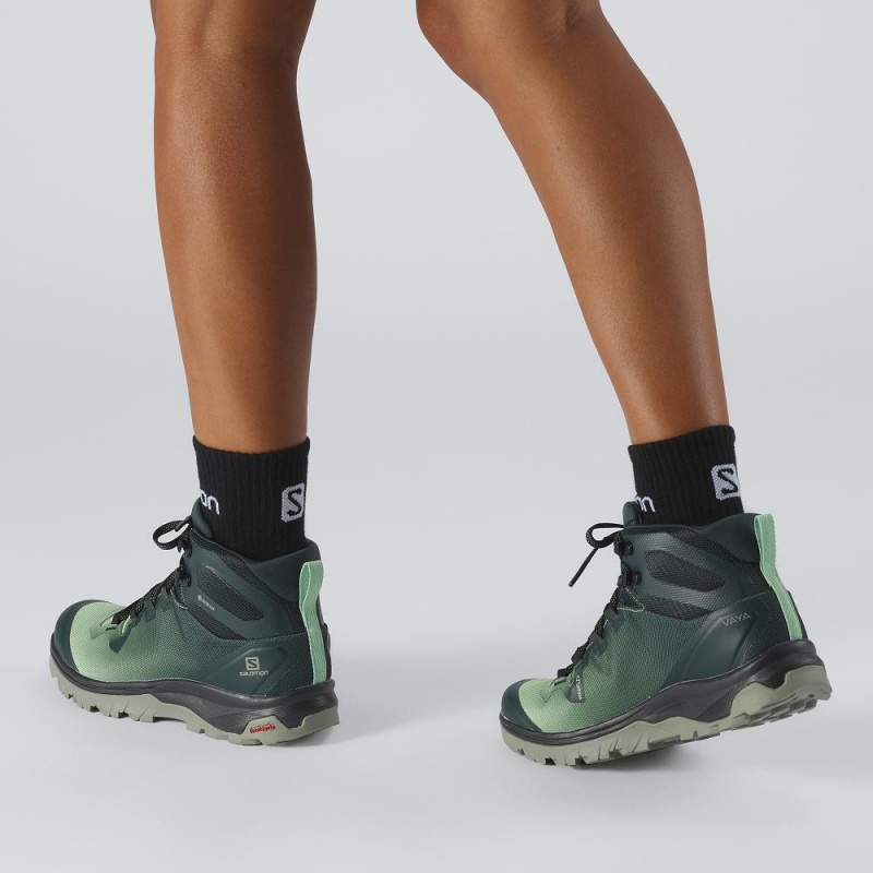 Bottes de Marche Salomon Vaya Mid Gore-Tex Femme Vert | 60178-RNDK