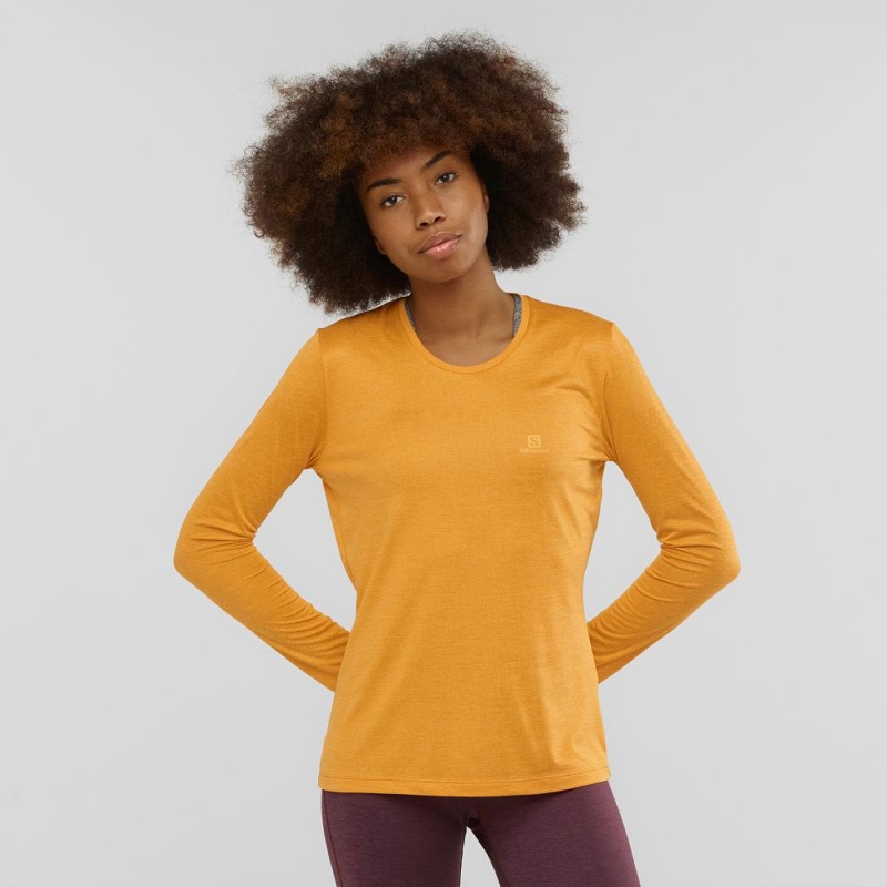 Chemise À Manches Longues Salomon Agile Femme Jaune | 07835-FCGH