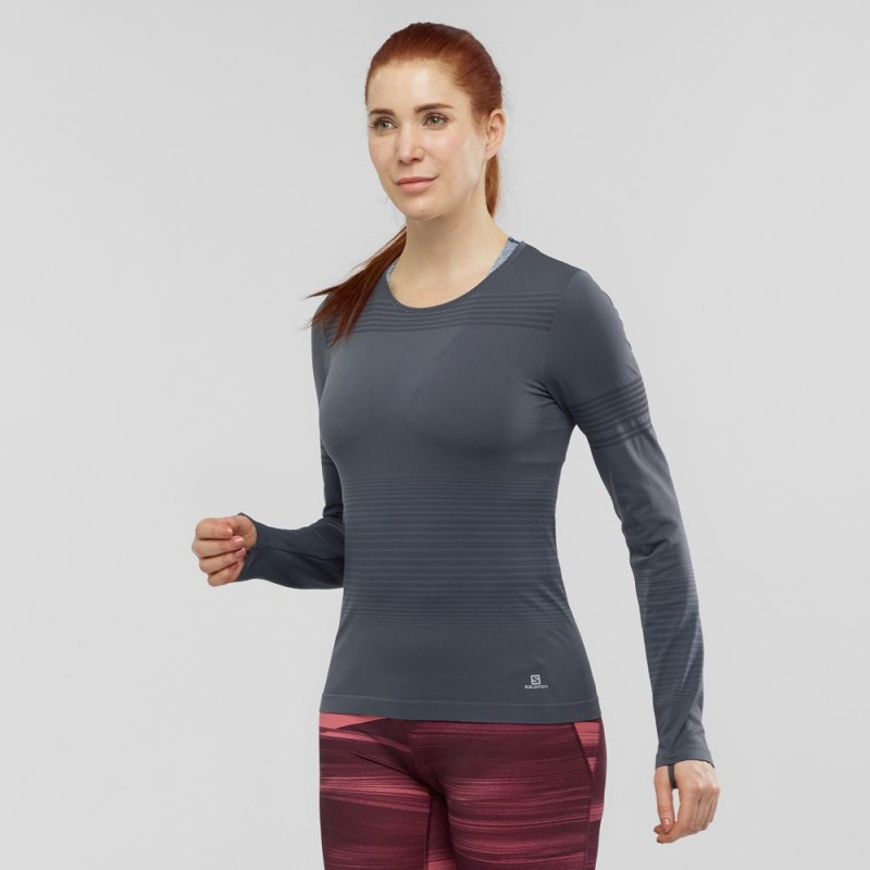 Chemise À Manches Longues Salomon Essential Move On Seamless Femme Gray | 39081-UXIO