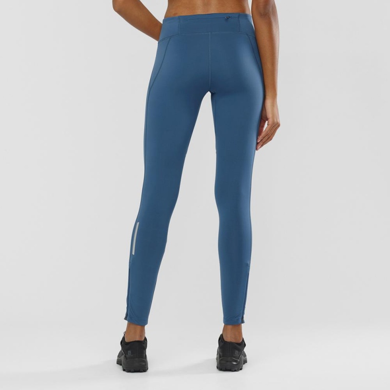 Collant Salomon Agile Warm Tight W Femme Bleu Marine | 34089-WTUY