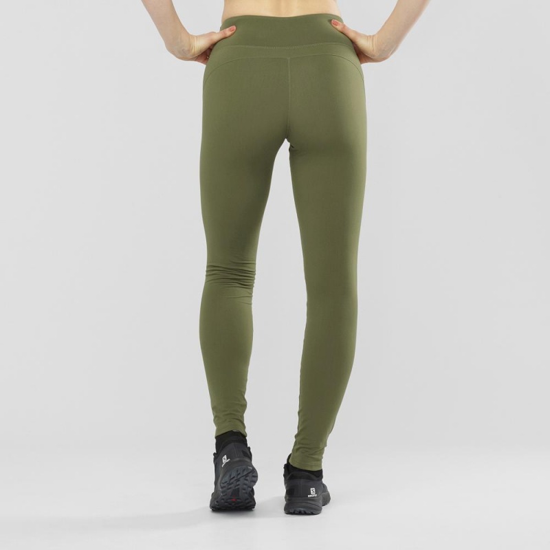 Collant Salomon Comet Warm Tight W Femme Vert | 16857-BTUW