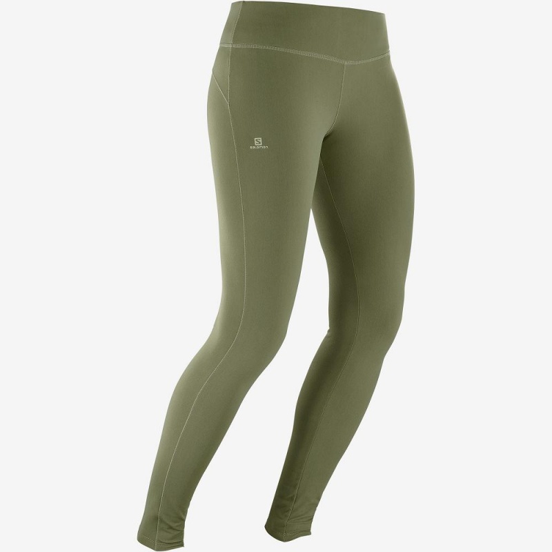 Collant Salomon Comet Warm Tight W Femme Vert | 16857-BTUW