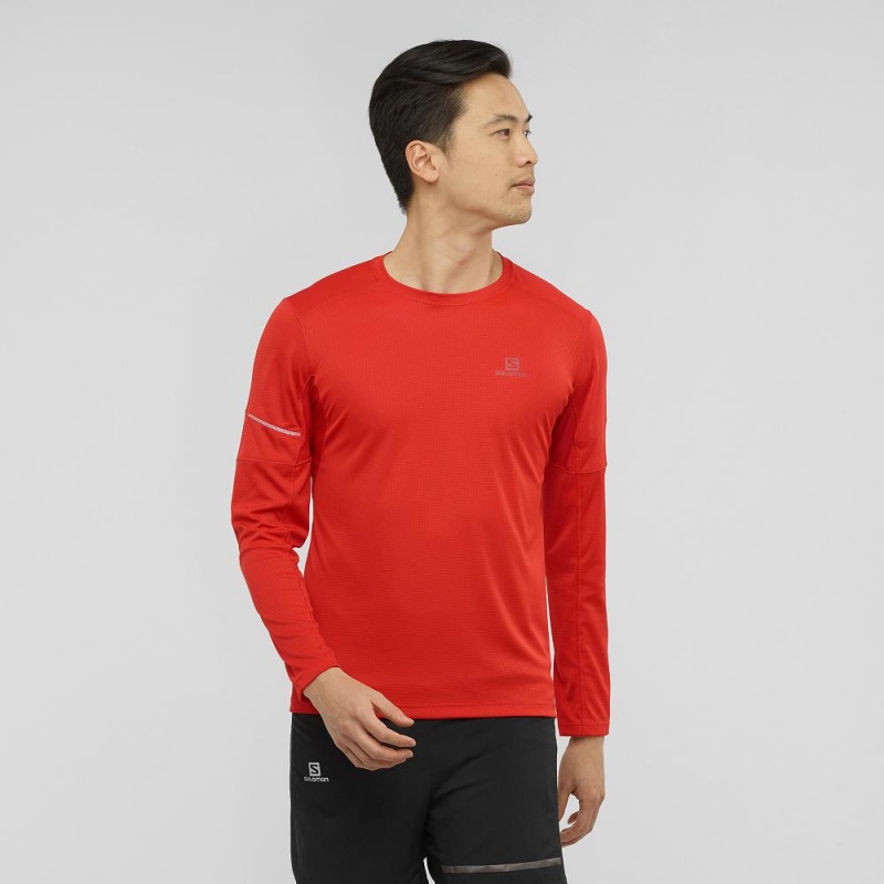 Hauts Salomon Agile Ls Tee M Homme Rouge | 20867-HQCI