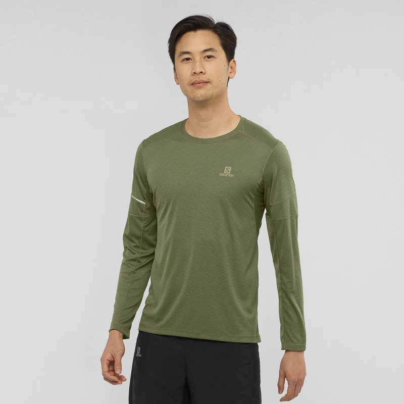 Hauts Salomon Agile Ls Tee M Homme Vert | 03682-OSCQ