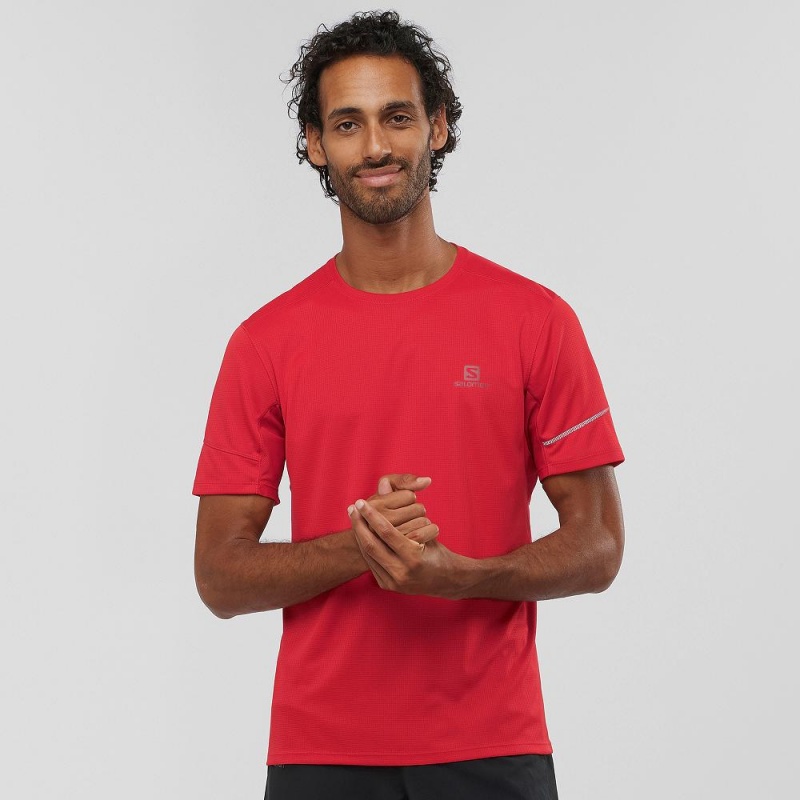 Hauts Salomon Agile Ss Tee M Homme Rouge | 27108-TSAH