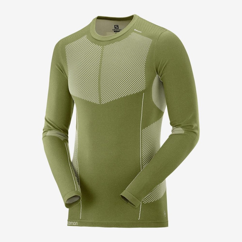 Hauts Salomon Primo Warm Seamless Tee M Homme Vert | 80572-BTAF