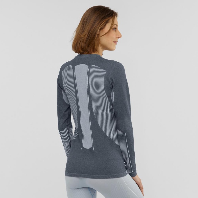 Hauts Salomon Primo Warm Seamless Tee W Femme Gray | 03524-YPLE