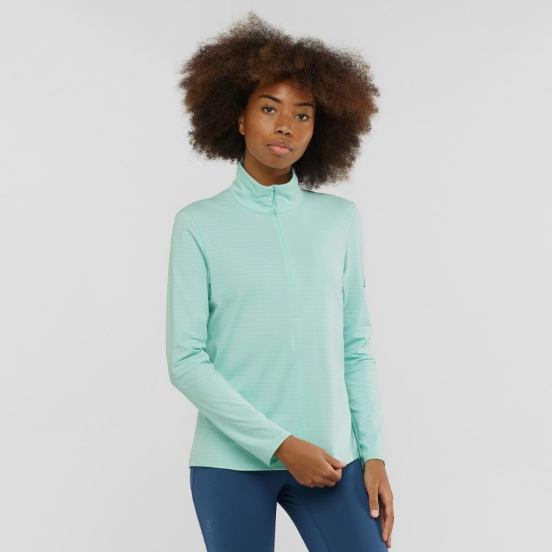 Pulls De Golf Salomon Essential Lightwarm Femme Vert | 89234-AKLQ