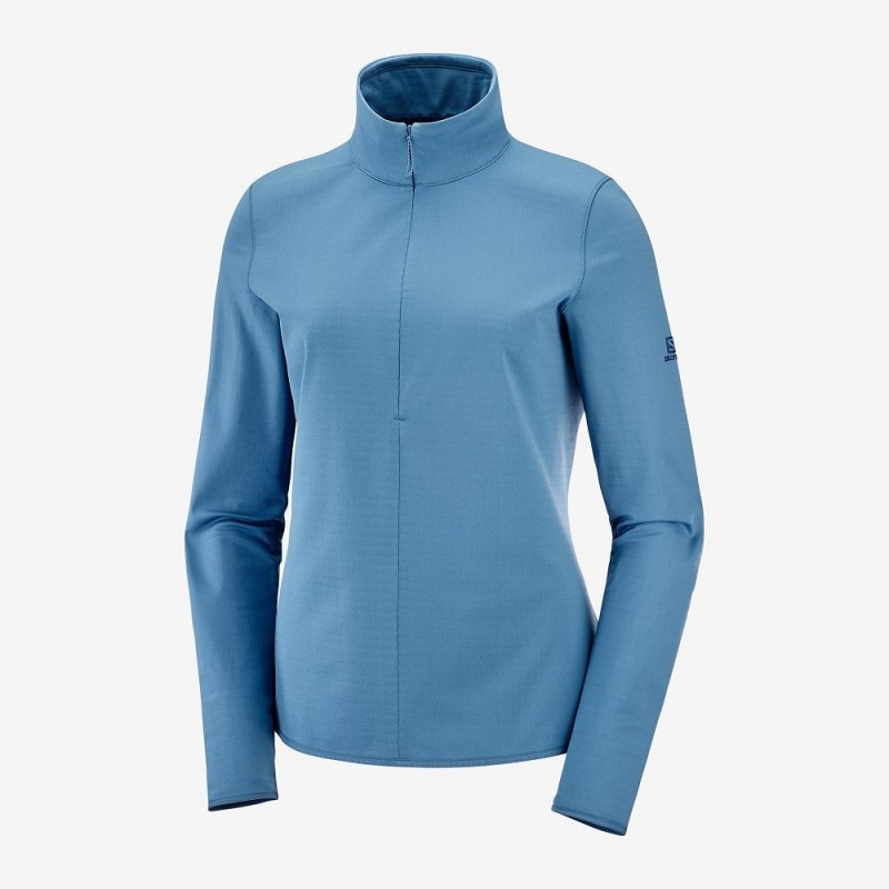 Pulls De Golf Salomon Essential Lightwarm Femme Bleu | 98504-NYDG