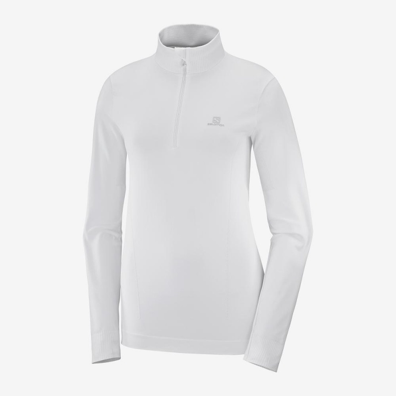 Pulls De Golf Salomon Essential Seamless Femme Blanche | 42068-BGHM