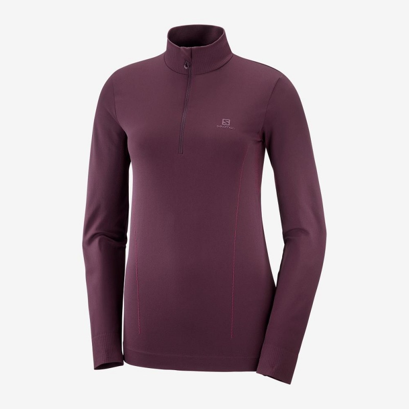 Pulls De Golf Salomon Essential Seamless Femme Violette | 41528-GRYX