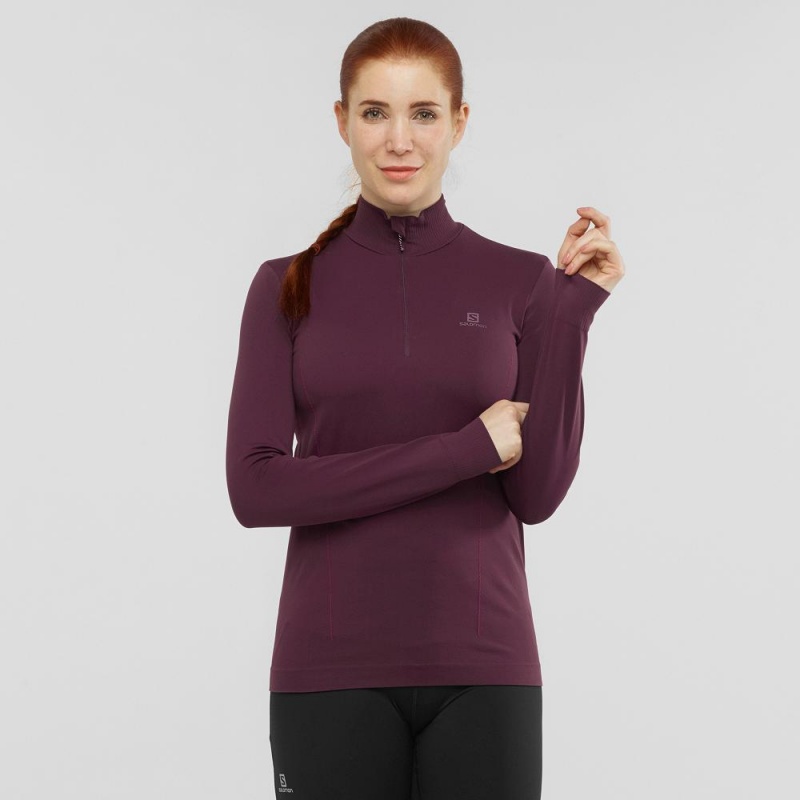 Pulls De Golf Salomon Essential Seamless Femme Violette | 41528-GRYX