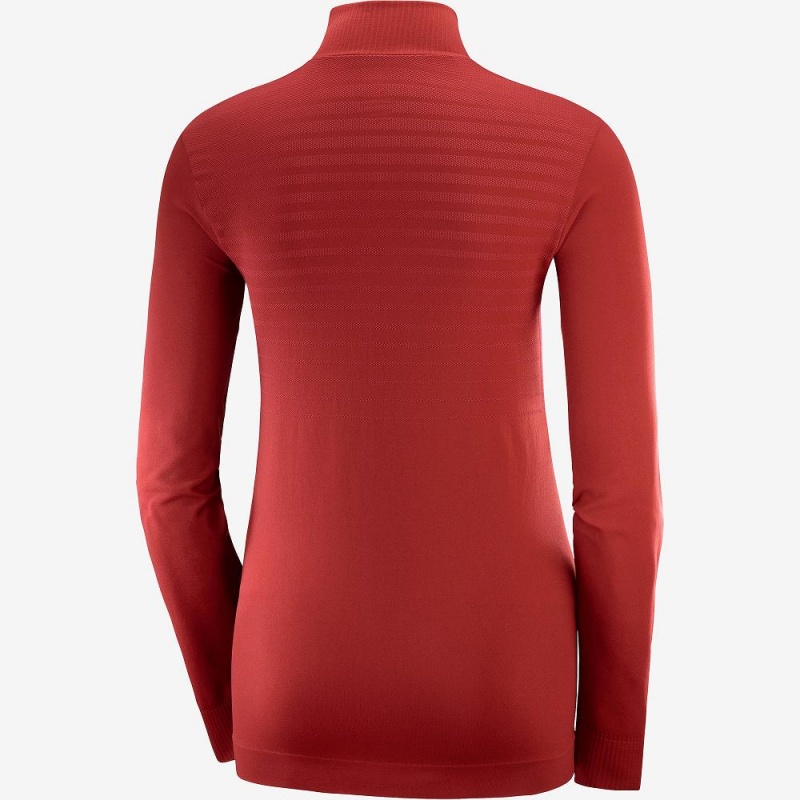 Pulls De Golf Salomon Essential Seamless Femme Rouge | 84375-EZYQ