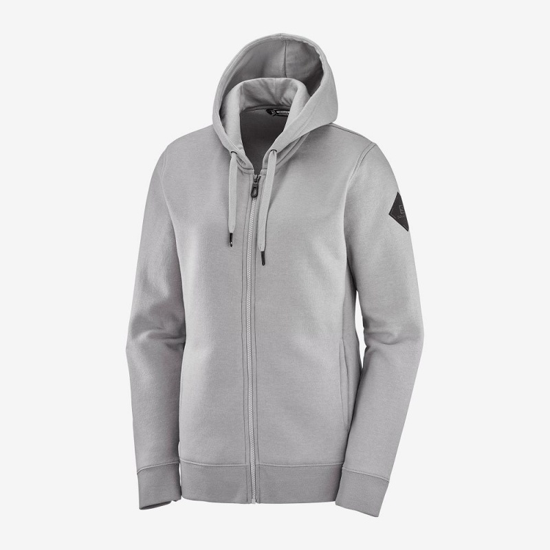 Sweat a Capuche Salomon Essential Warm Femme Gray | 31670-CKRG