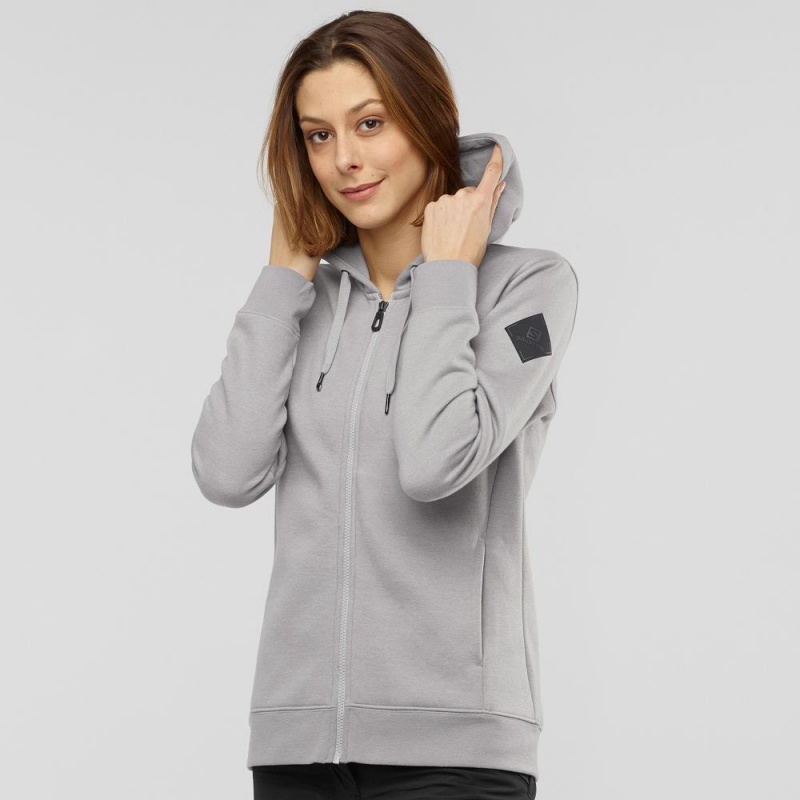 Sweat a Capuche Salomon Essential Warm Femme Gray | 31670-CKRG