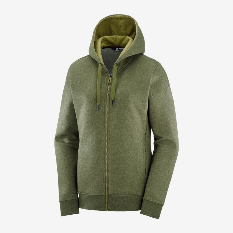 Sweat a Capuche Salomon Essential Warm Femme Vert | 60219-TKOG