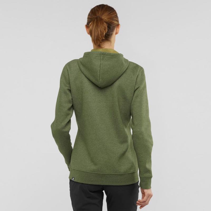 Sweat a Capuche Salomon Essential Warm Femme Vert | 60219-TKOG