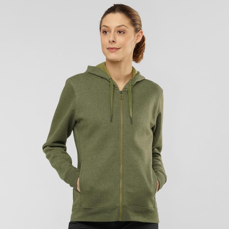 Sweat a Capuche Salomon Essential Warm Femme Vert | 60219-TKOG