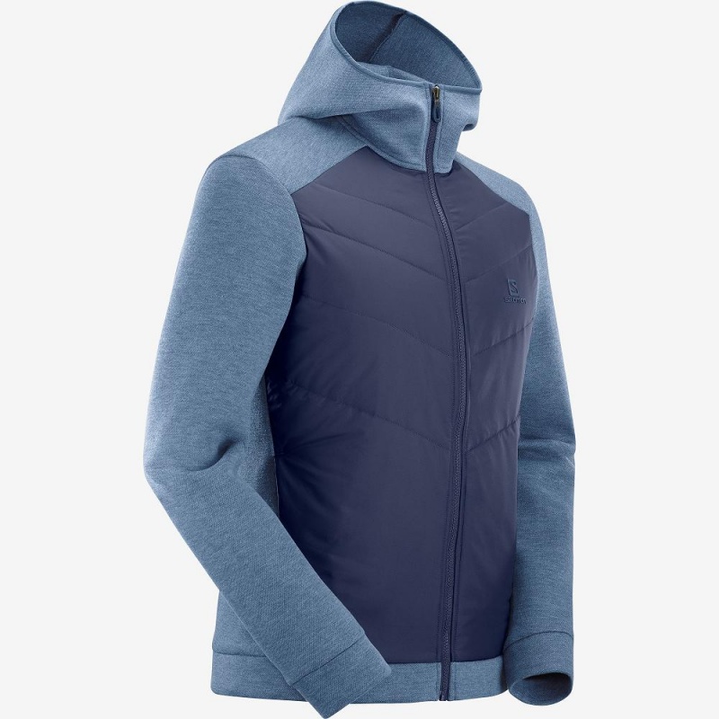 Sweat a Capuche Salomon Essential Xwarm Hybride Homme Bleu Marine | 28309-SHTB