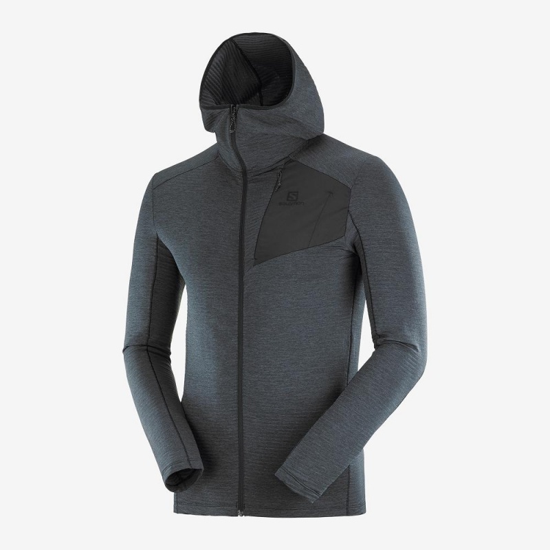 Sweat a Capuche Salomon Outline Homme Noir | 57091-WAJY