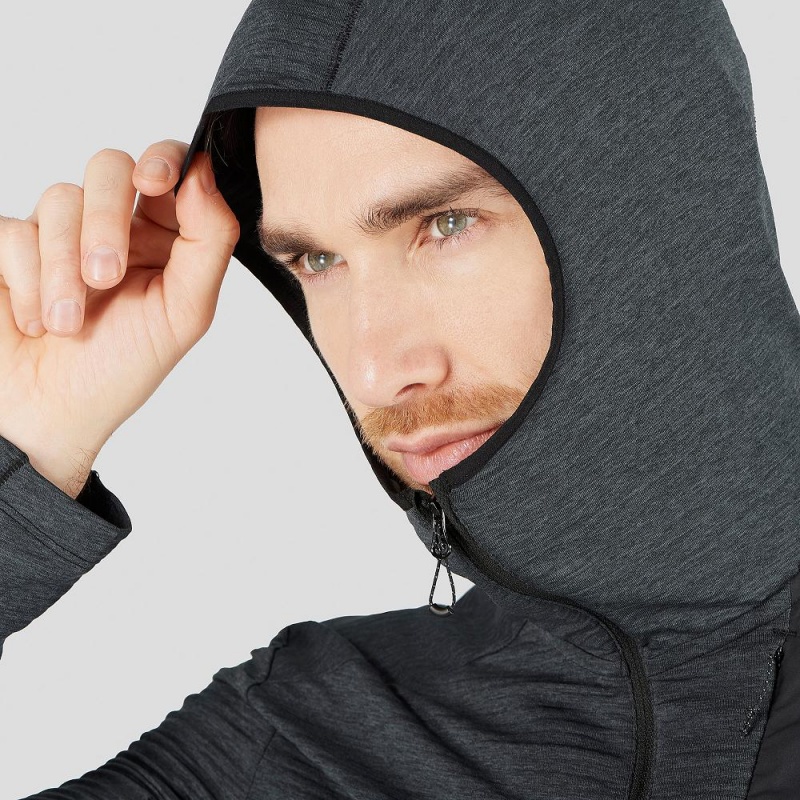 Sweat a Capuche Salomon Outline Homme Noir | 57091-WAJY